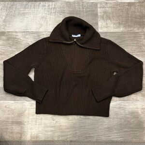 ANTONIO MELANI Brown Ribbed Wool Blend Sweater